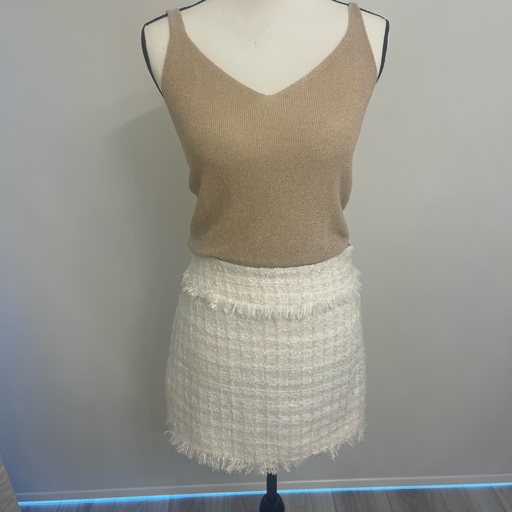 Walter Baker Cream Tweed Mini Skirt